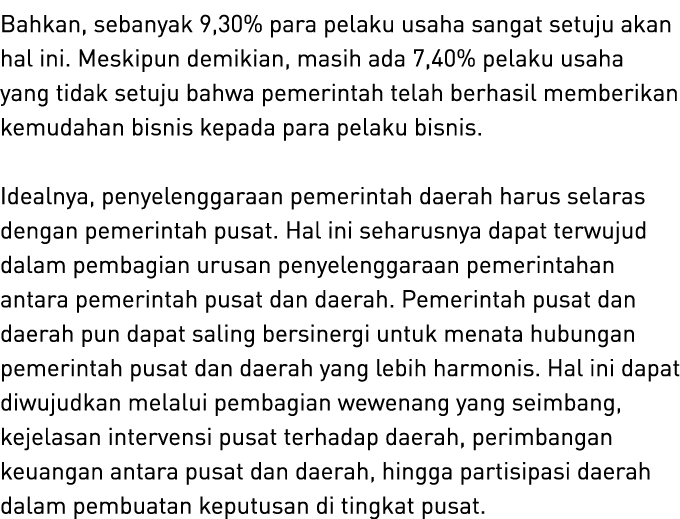 Bahkan, sebanyak 9,30% para pelaku usaha sangat setuju akan hal ini. Meskipun demikian, masih ada 7,40% pelaku usaha ...