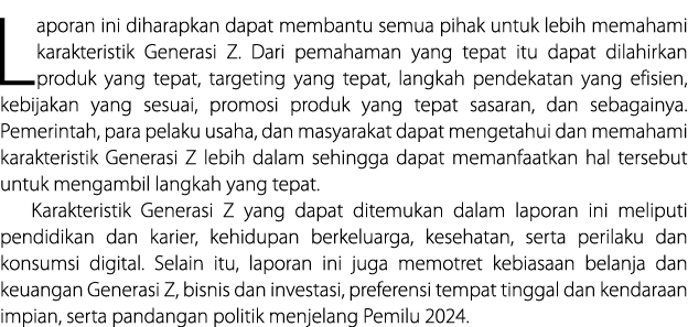 Laporan ini diharapkan dapat membantu semua pihak untuk lebih memahami karakteristik Generasi Z. Dari pemahaman yang ...